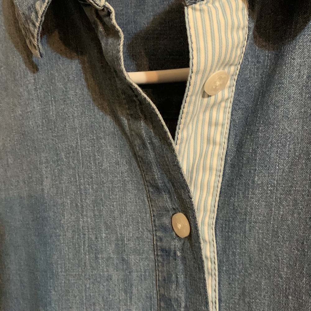 Draper James Chambray Button Front Ruffle Bottom … - image 4